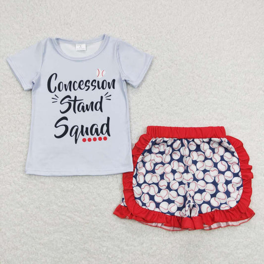 Baseball print Girl's Summer Set