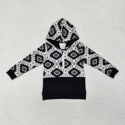 Western black Print hooded