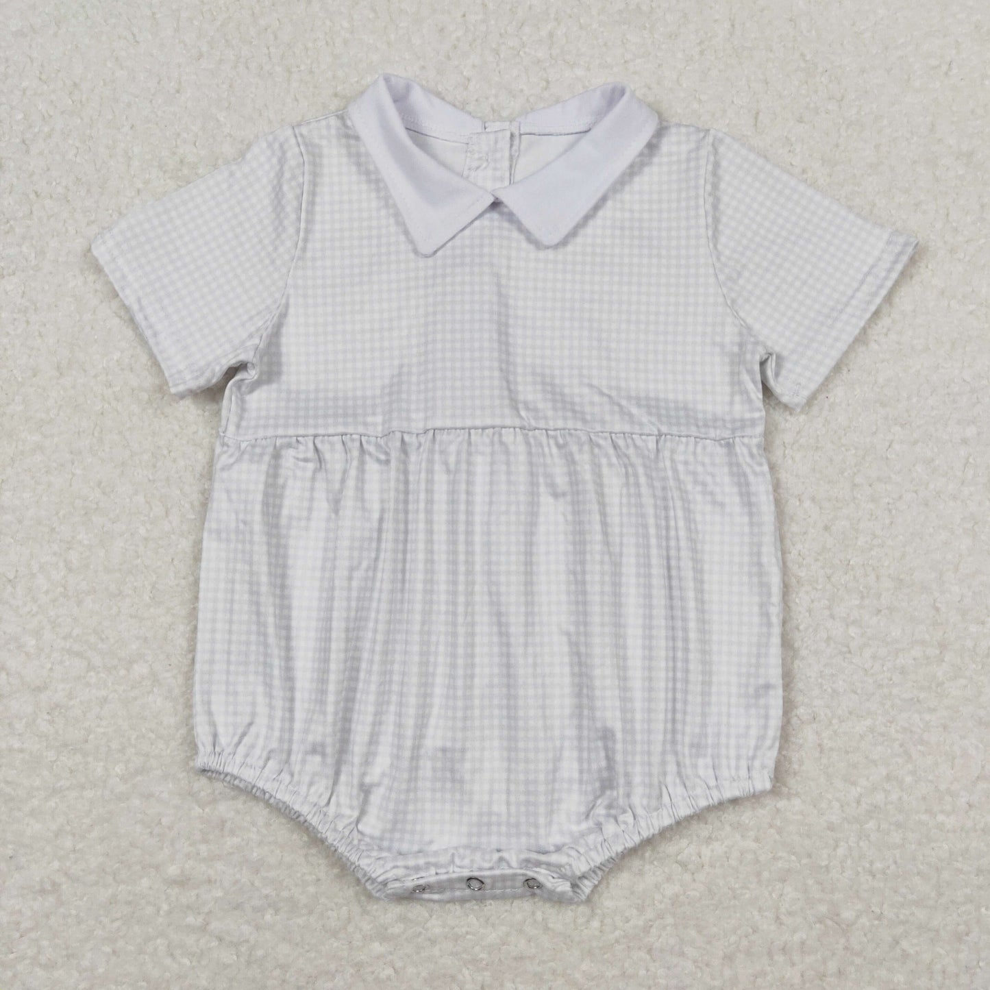 plaid with button Baby Romper