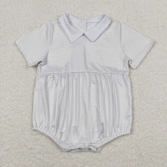 plaid with button Baby Romper
