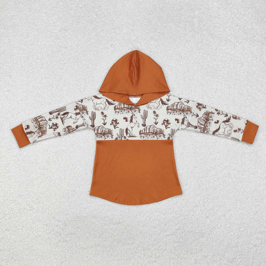 Western Brown cactus horse Print hooded
