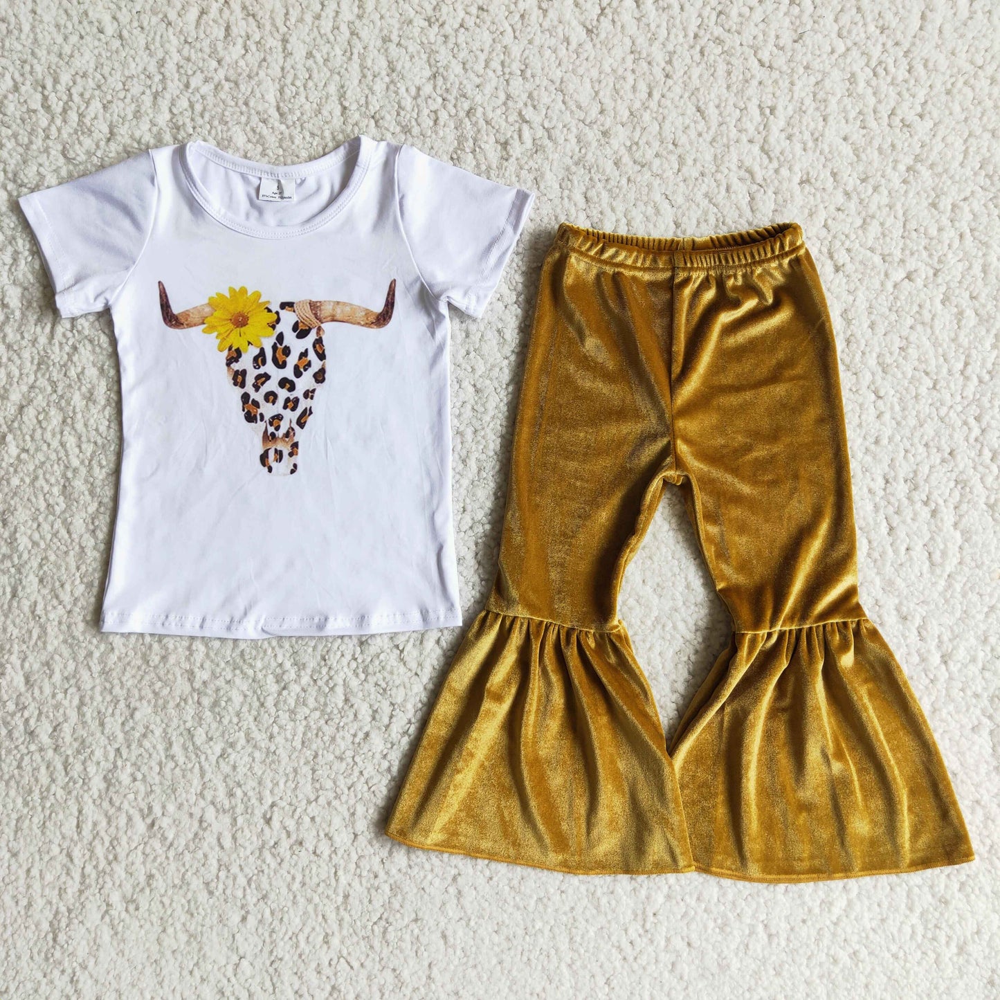 Cow velvet Bell Pants girl outfits