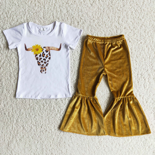 Cow velvet Bell Pants girl outfits