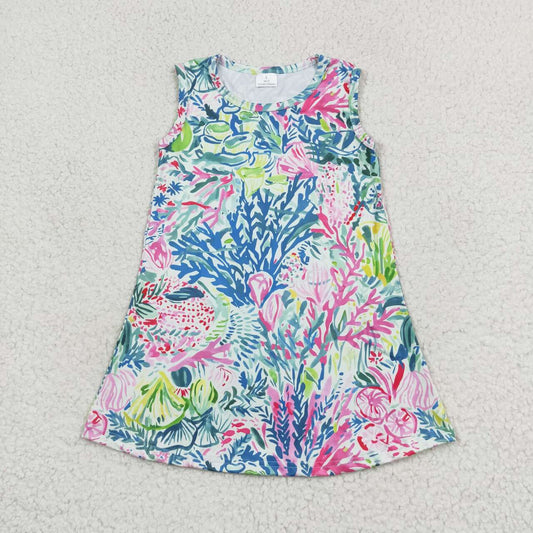 Flower sleeveless skirt Print Short Sleeve Girls dress