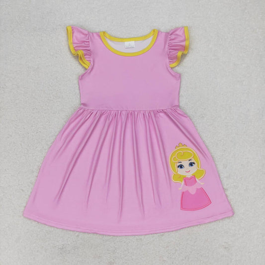 Pink Princess embroidery Girls Dress