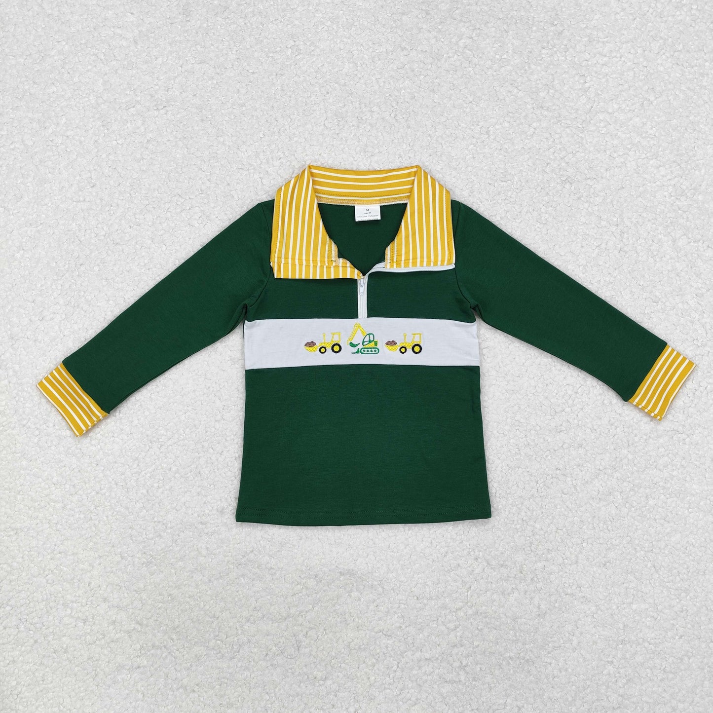 Green Embroidery vehicles Boy Shirt