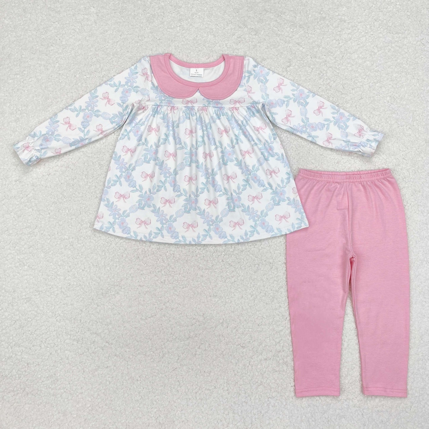 Fall Bow pattern Long Sleeve Girls Set