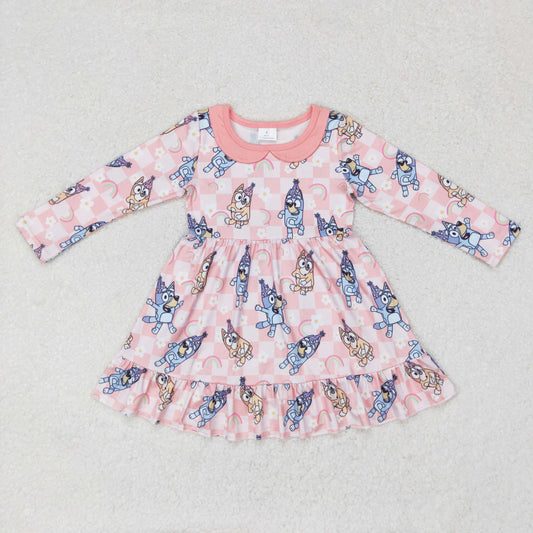 Pink cartoon dog Girls dress