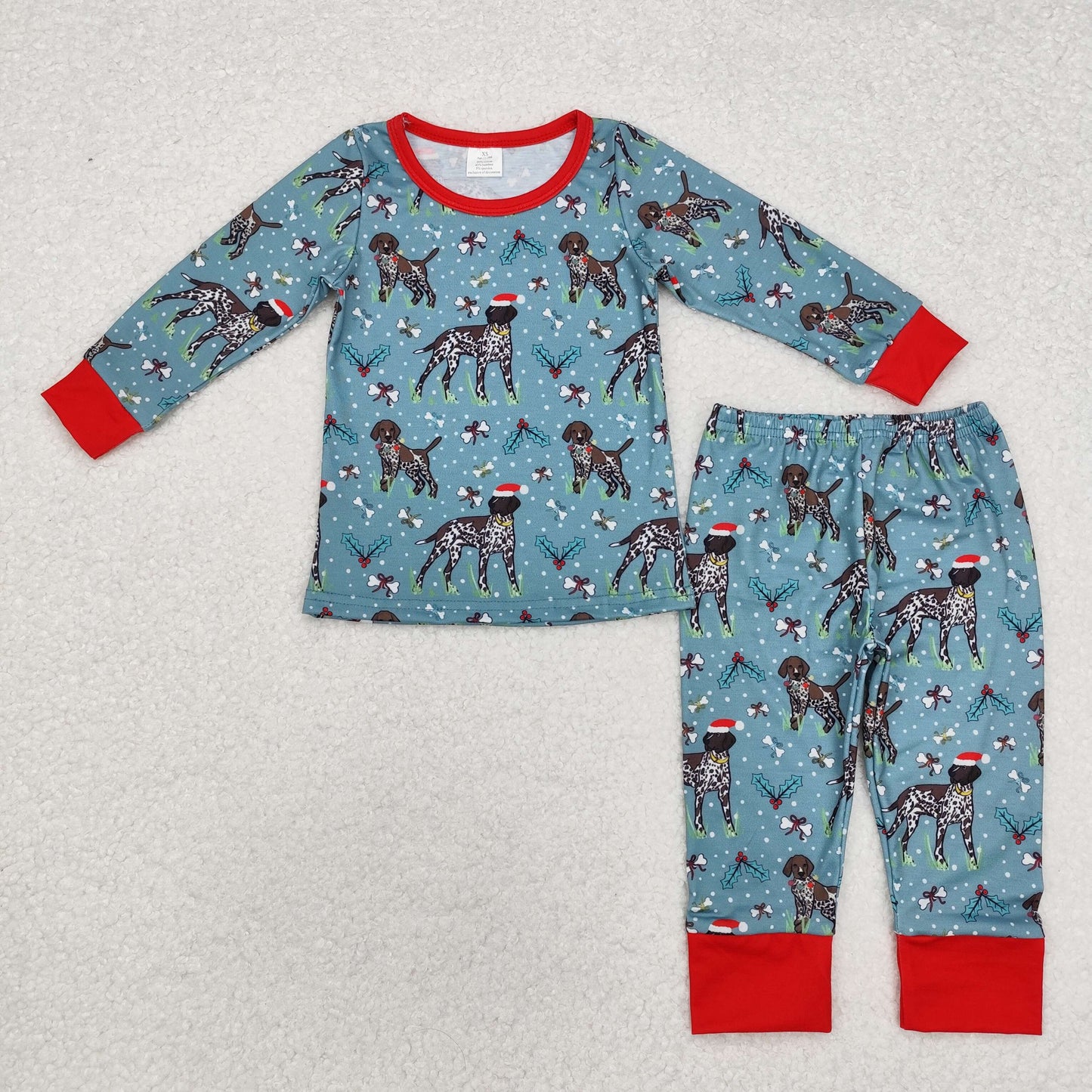 Christmas Dog print Long Sleeve Pajamas ( material contains bamboo )