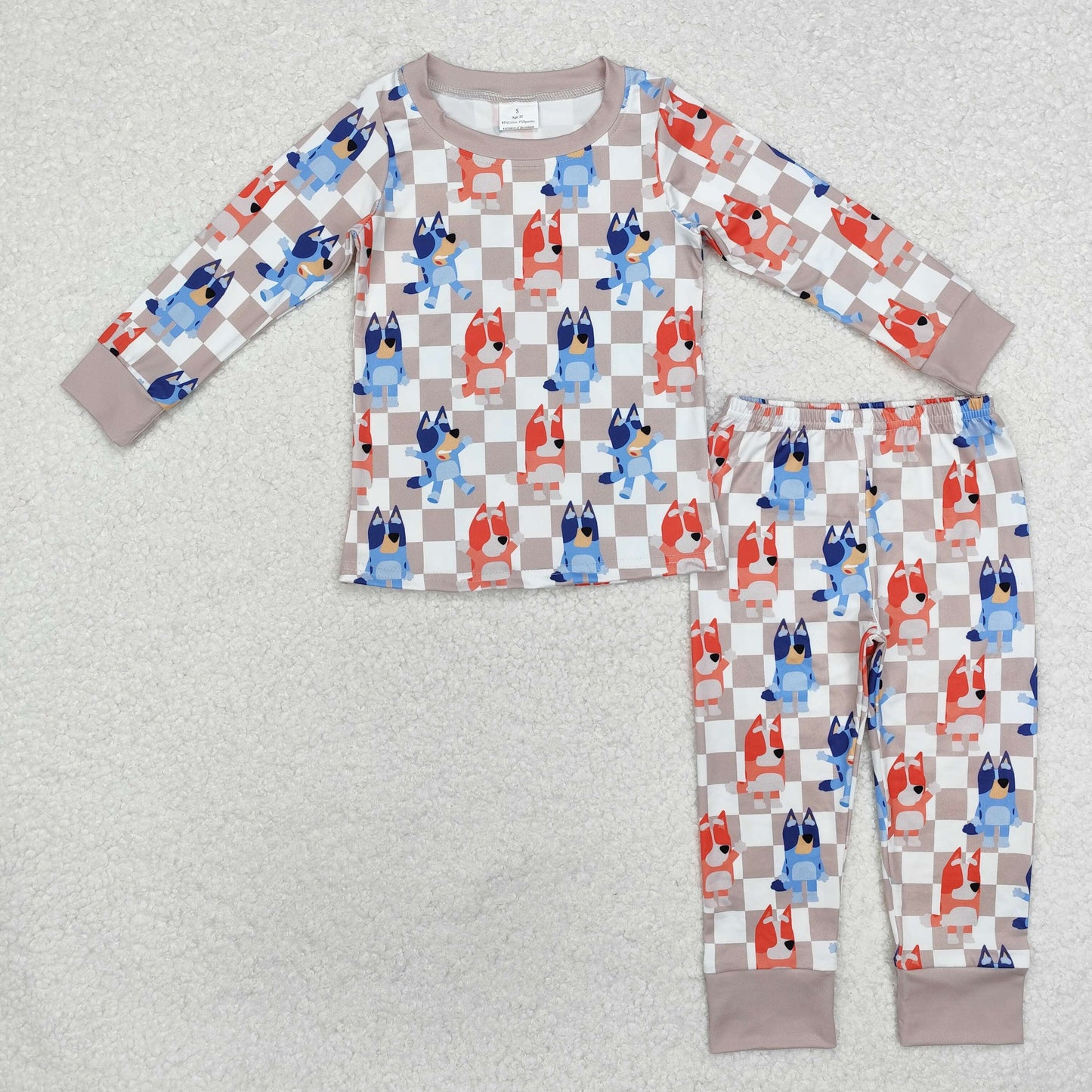 Plaid dog Print long sleeve pajamas
