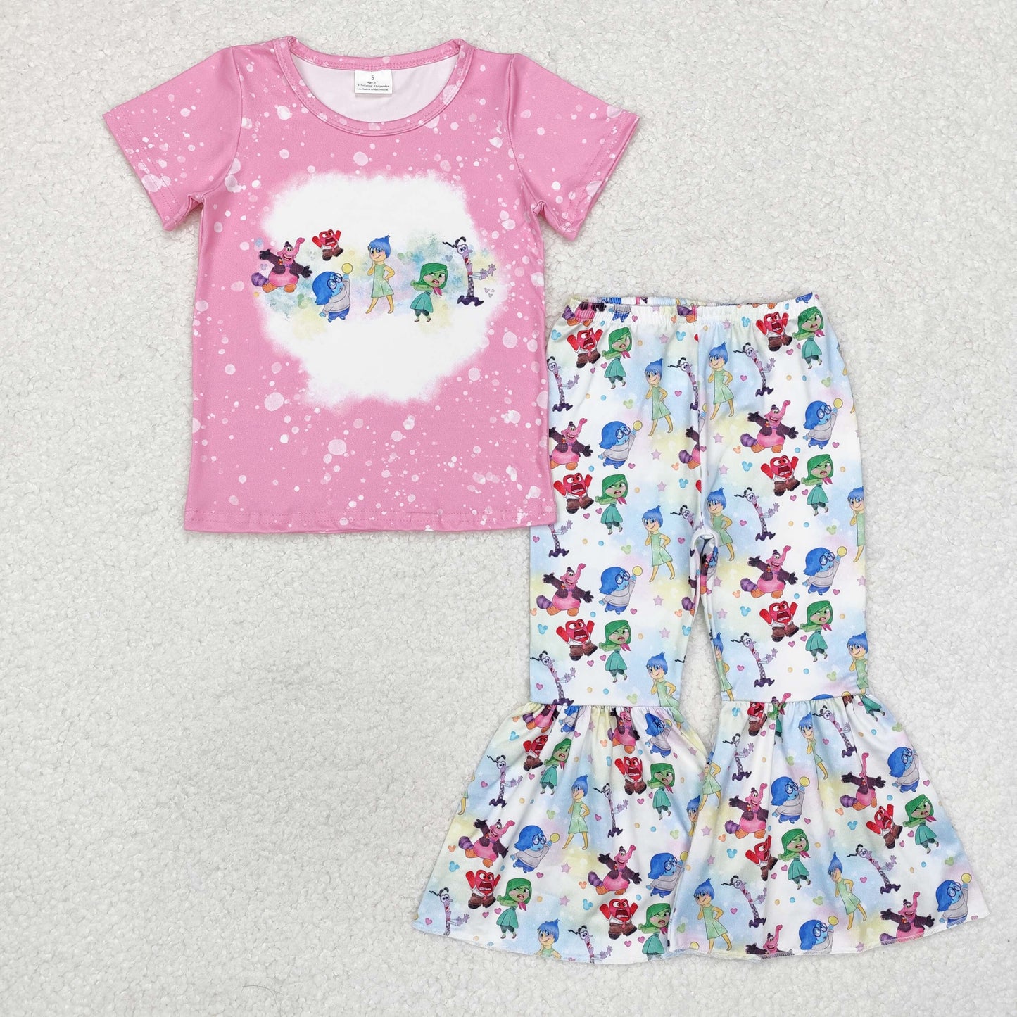 Pink Cartoon Bell Pants Girls Set