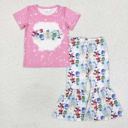 Pink Cartoon Bell Pants Girls Set