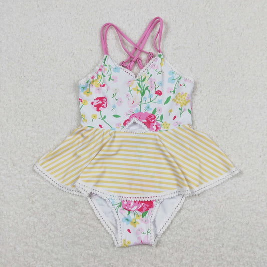one piece flowers printing Swimsuit
