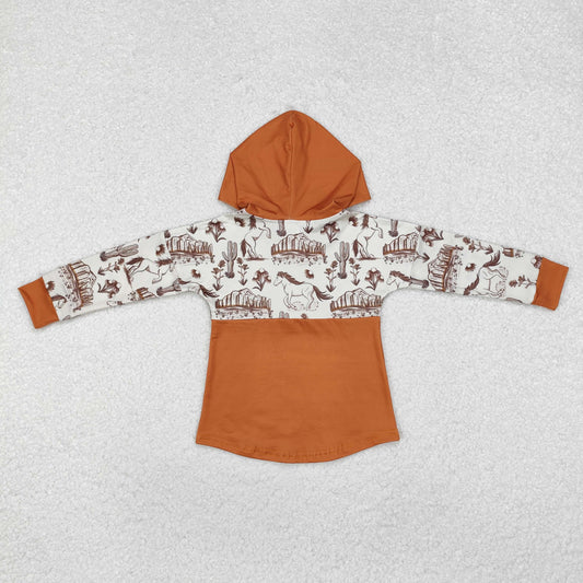 Western Brown cactus horse Print hooded