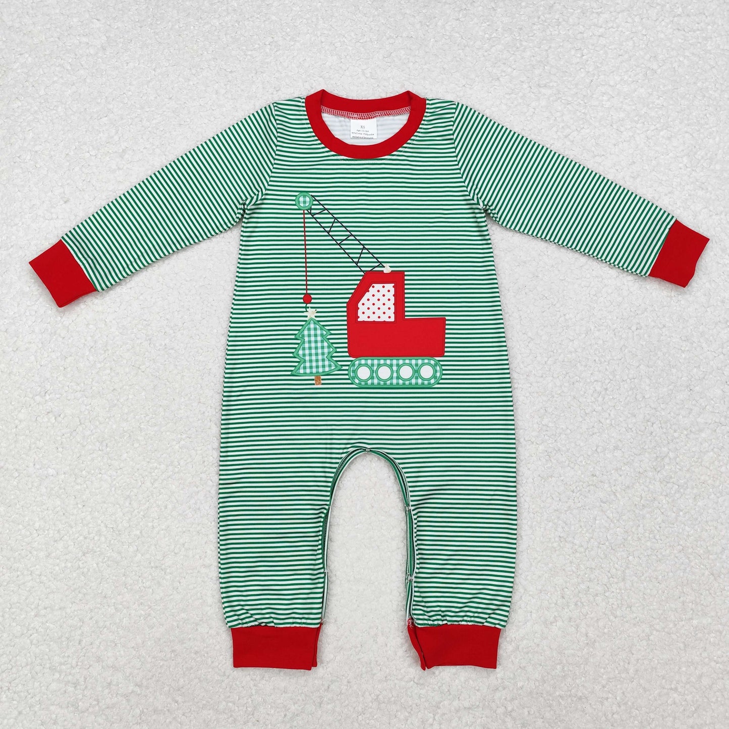 Christmas Green Stripe tree Baby Romper