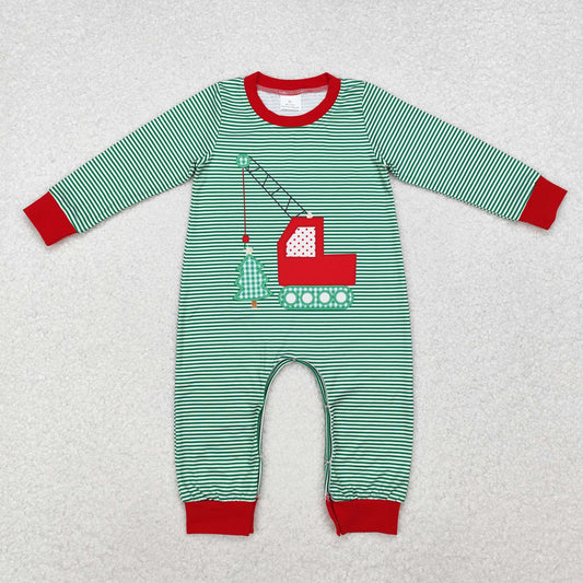 Christmas Green Stripe tree Baby Romper