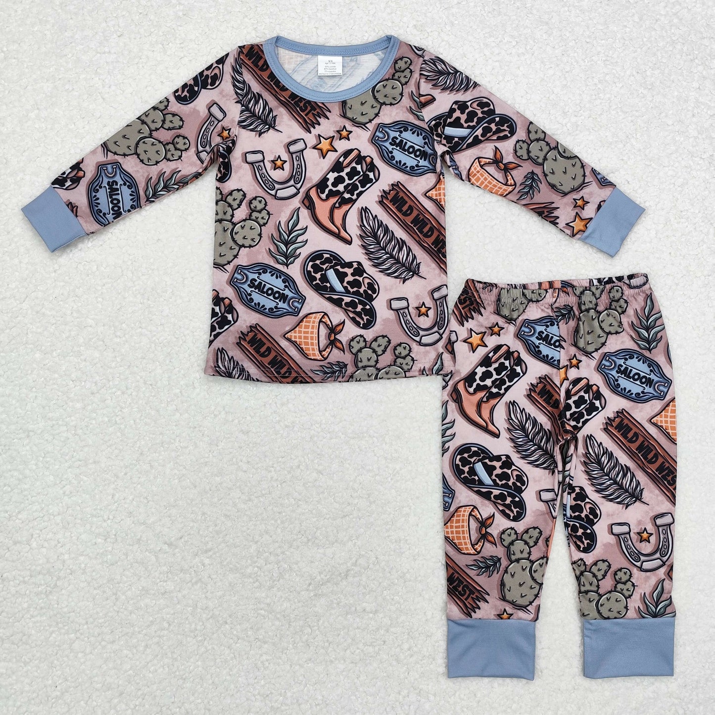 Western boot Print Long Sleeve Pajamas ( material contains bamboo )