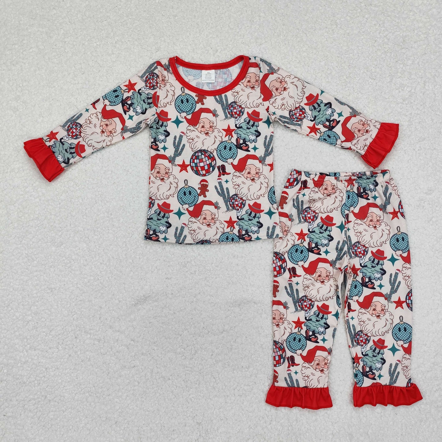Christmas santa Print Long Sleeve Pajamas ( material contains bamboo )