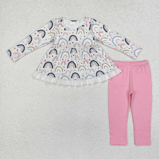 Fall Rainbow print Long Sleeve Pants Girls Set