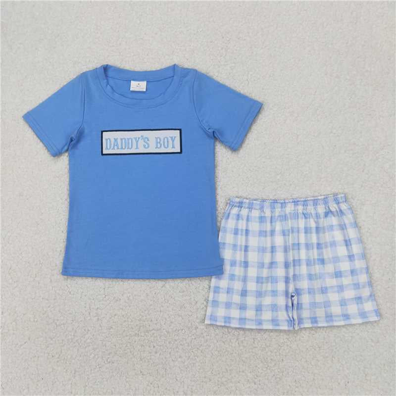 blue Embroidered DADDY'S Boy Set