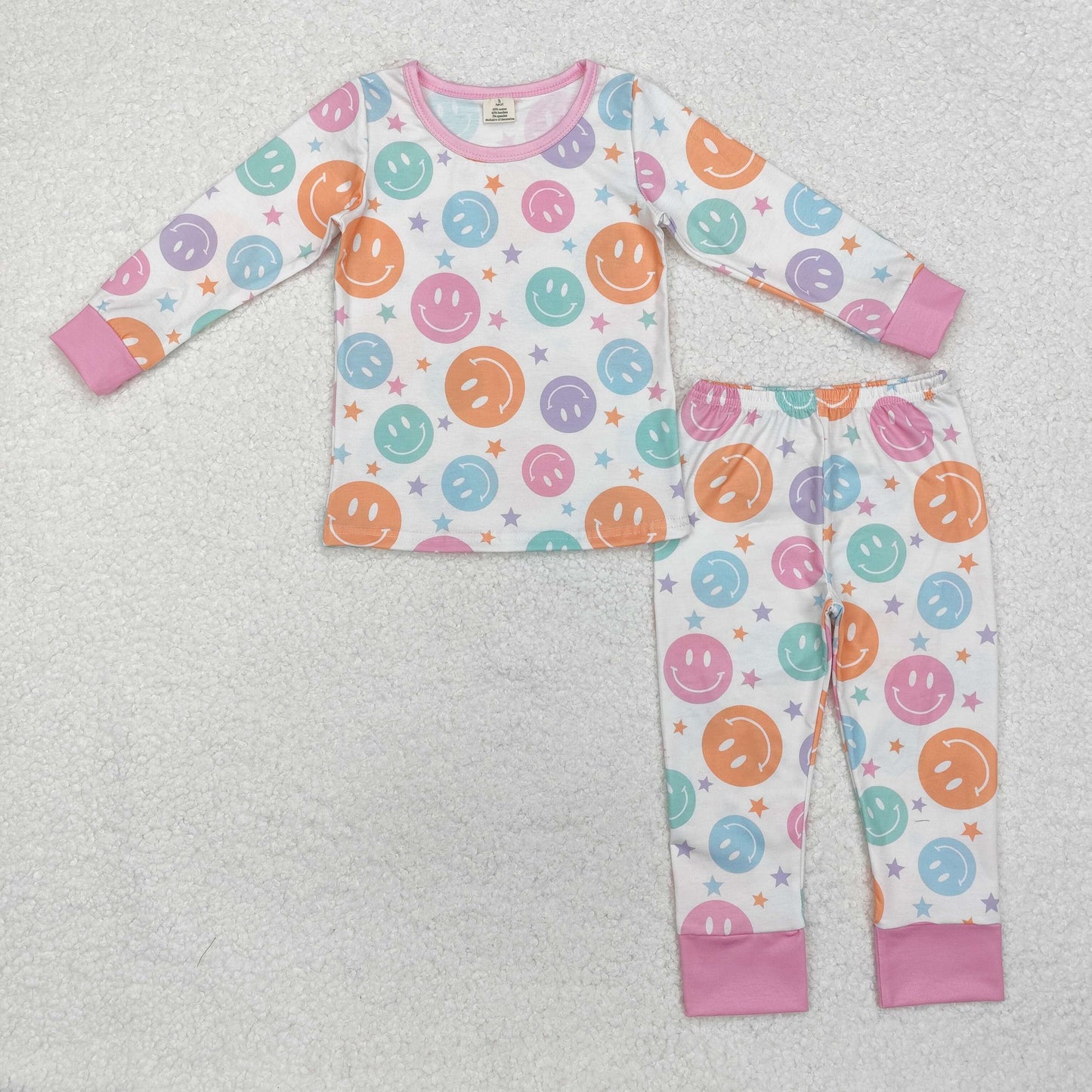 Colorful smile print Long Sleeve Pajamas ( material contains bamboo )