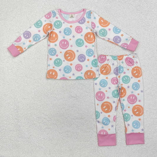 Colorful smile print Long Sleeve Pajamas ( material contains bamboo )