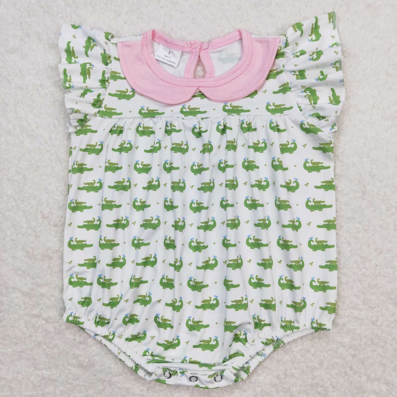 green Crocodile Print Romper
