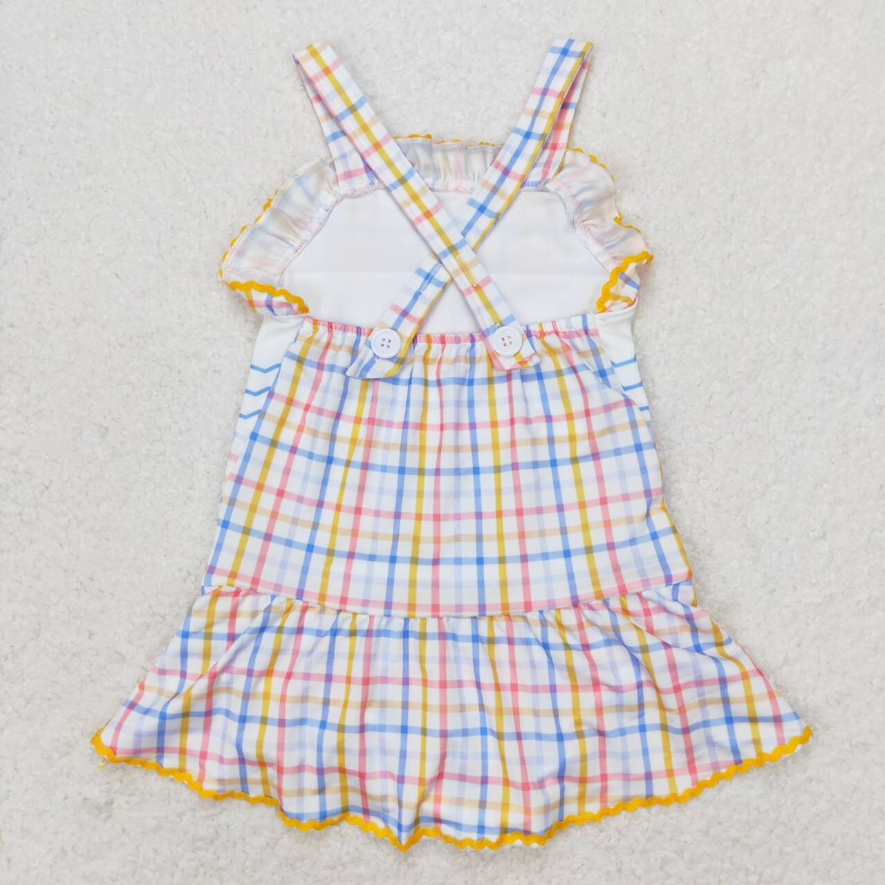 One pic plaid whale print short sleeve Swimsuit
