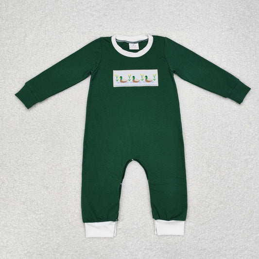 Green Embroidery Duck Baby Romper