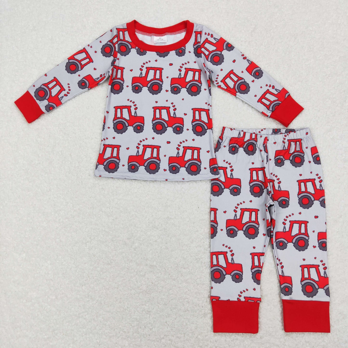 Valentine's Day Pink Car Dog Long Sleeve Pajamas
