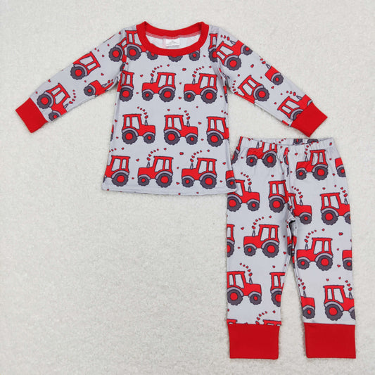 Valentine's Day Pink Car Dog Long Sleeve Pajamas