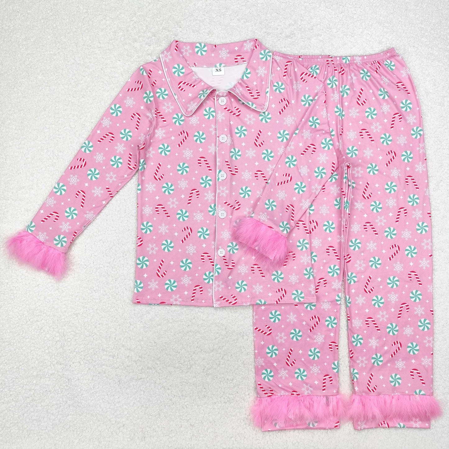 Adult christmas Pink candy Pajamas