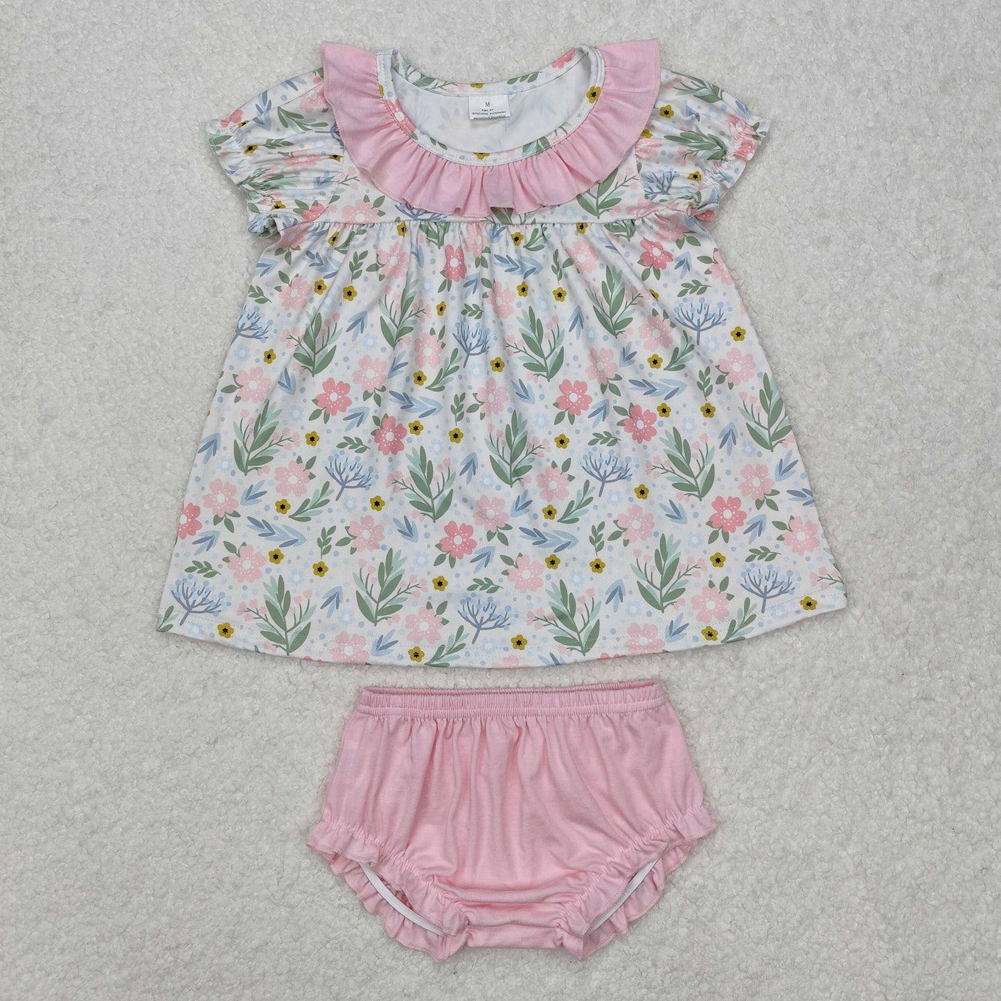 pink flowers Girls ‘s bummie outfit