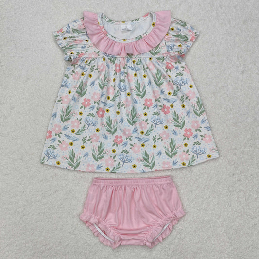 pink flowers Girls ‘s bummie outfit