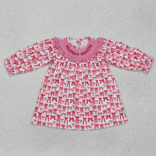 Pink bow embroidery mama's girl boutique girl dress