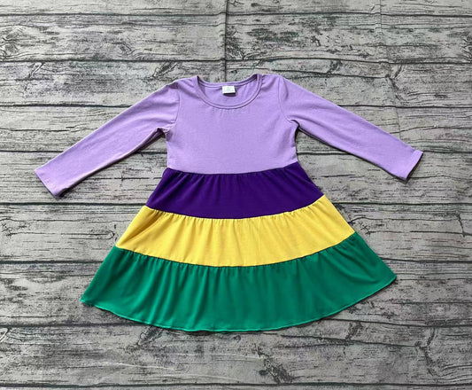 pre -order purple yellow green sleeve dressGLD0997