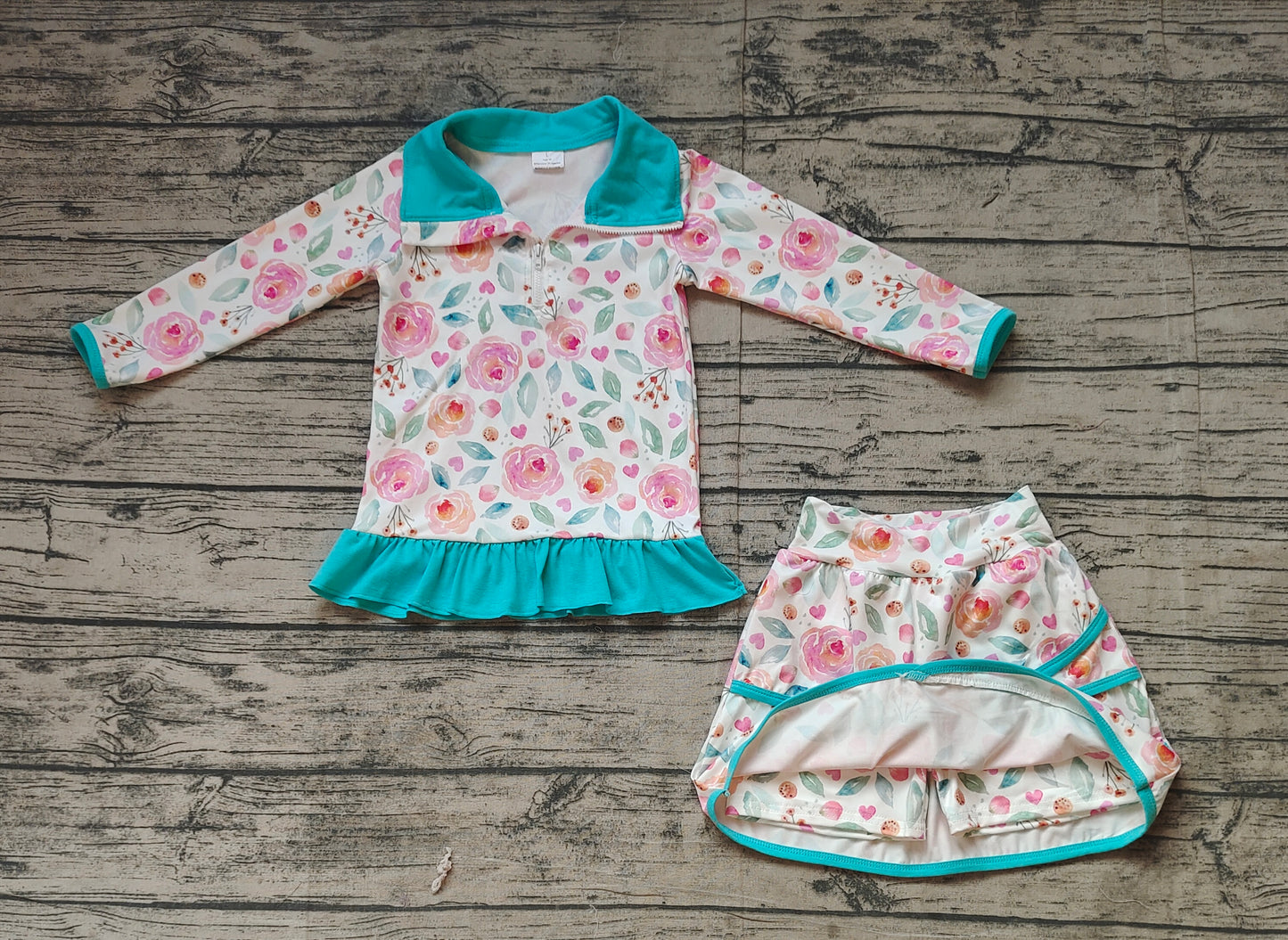 pre -order Pink flowers girls Summer set GLD1009