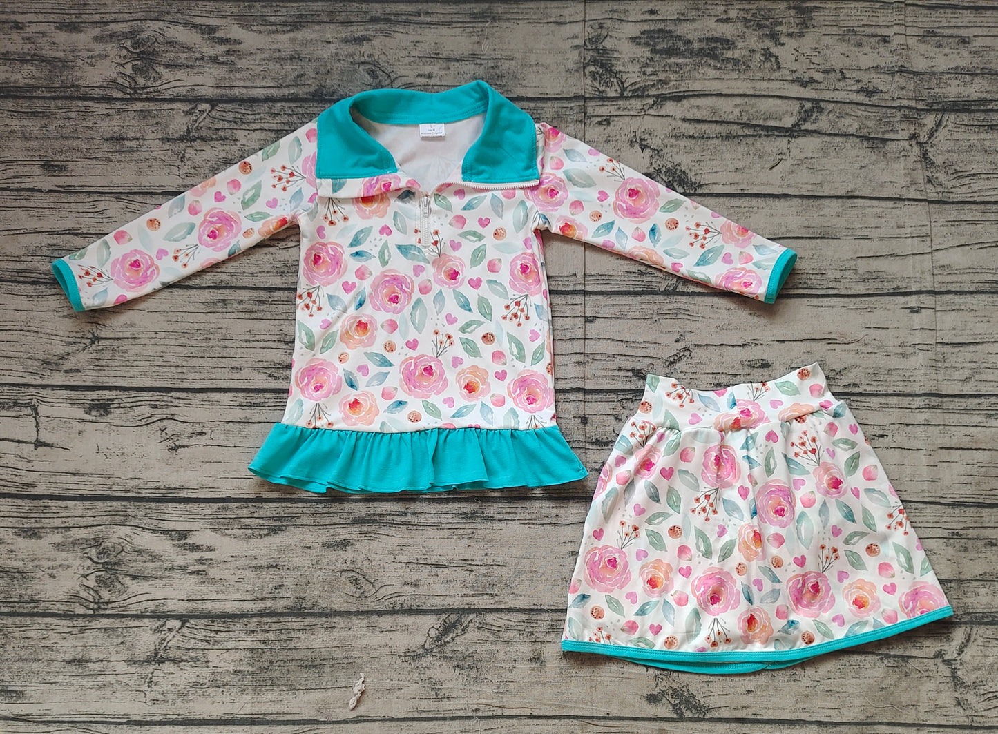 pre -order Pink flowers girls Summer set GLD1009