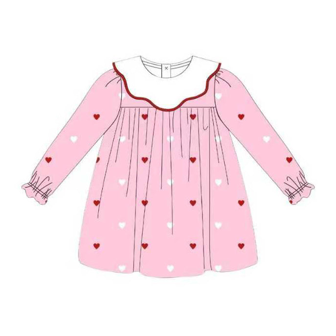 pre -order Valentine day pink heart Girls Dres GLD1352