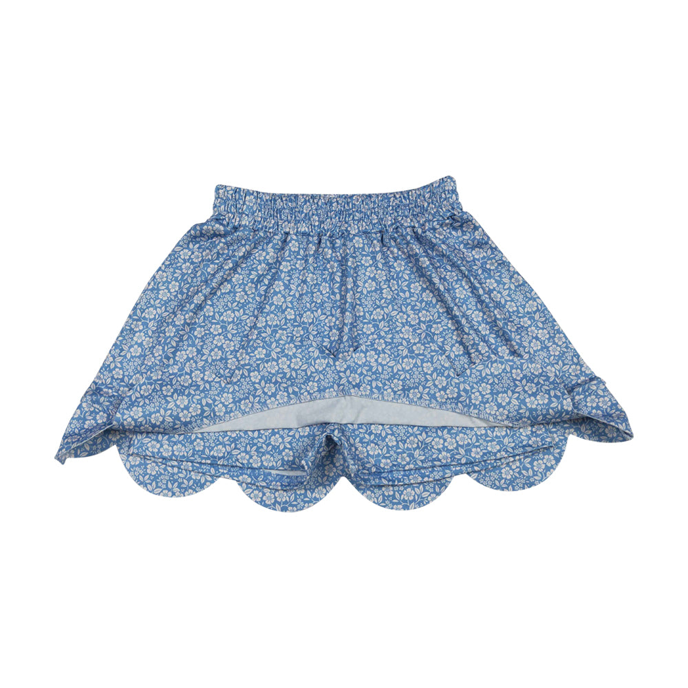 Blue flower scalloped edges Girls Skirt GLK0239