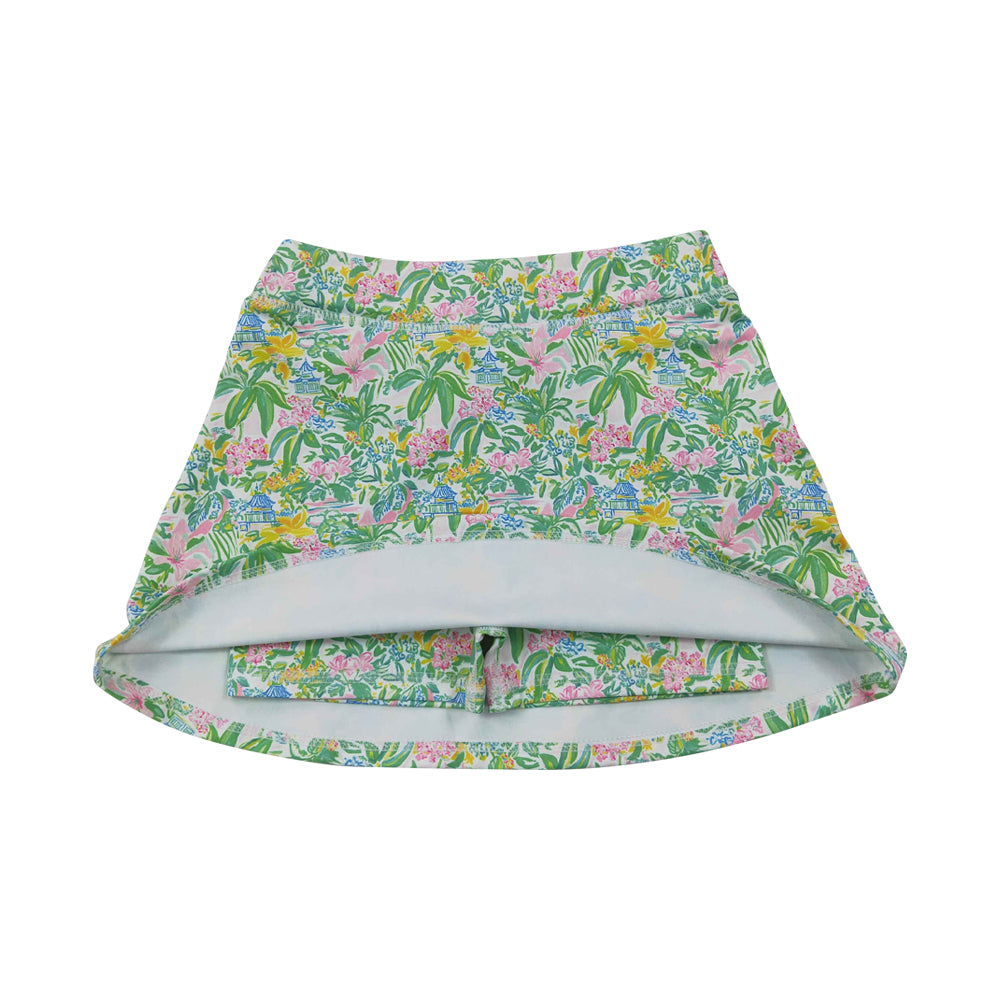 Green flowers Tennis Girls Skorts GLK0311