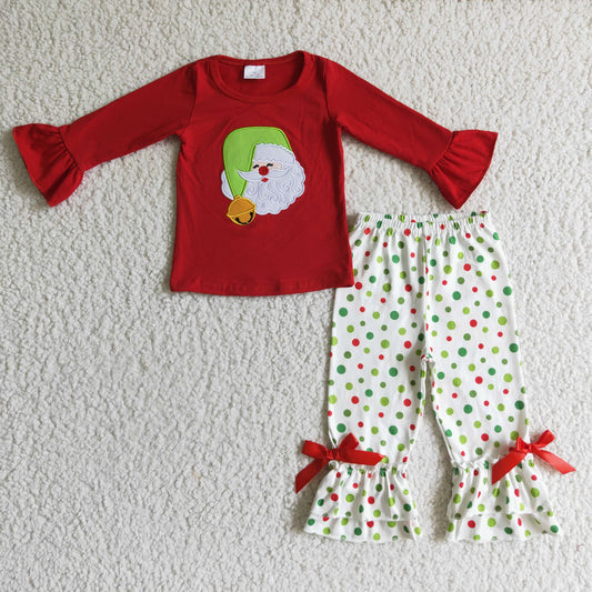 Christmas embroidery Santa Girls Outfits GLP0099