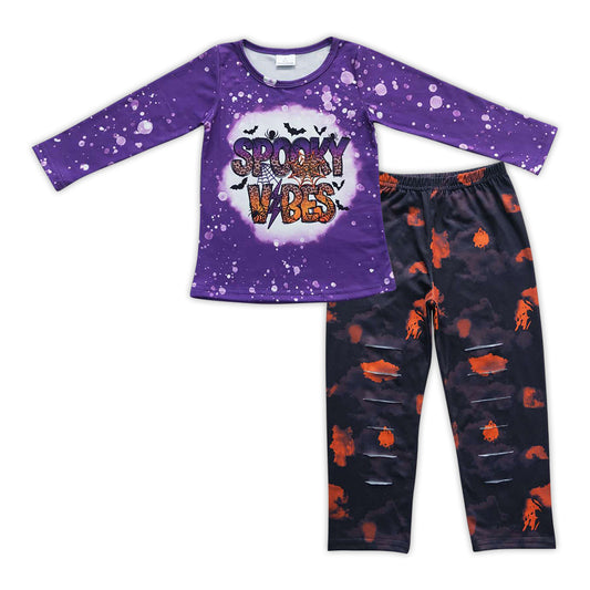 Halloween Purple Cartoon hole leggings Girls Outfits