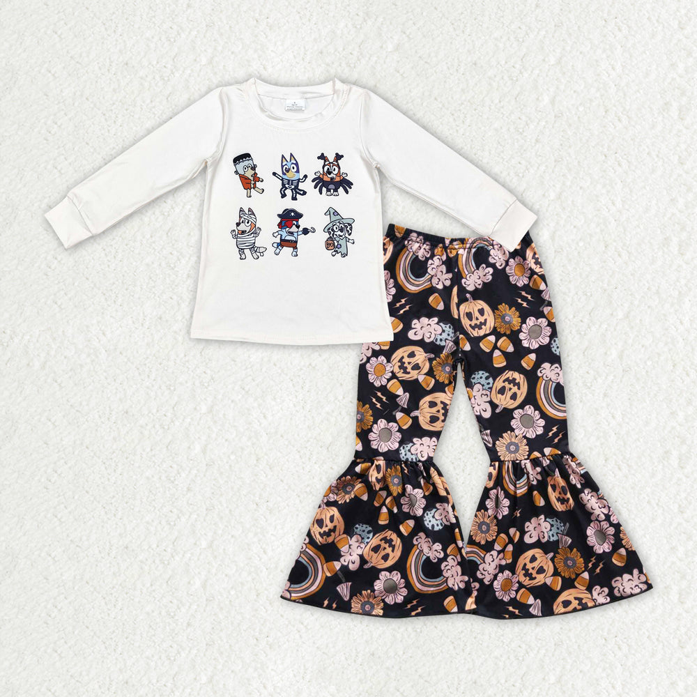 Halloween pumpkin floral Bell Pants Girls Set