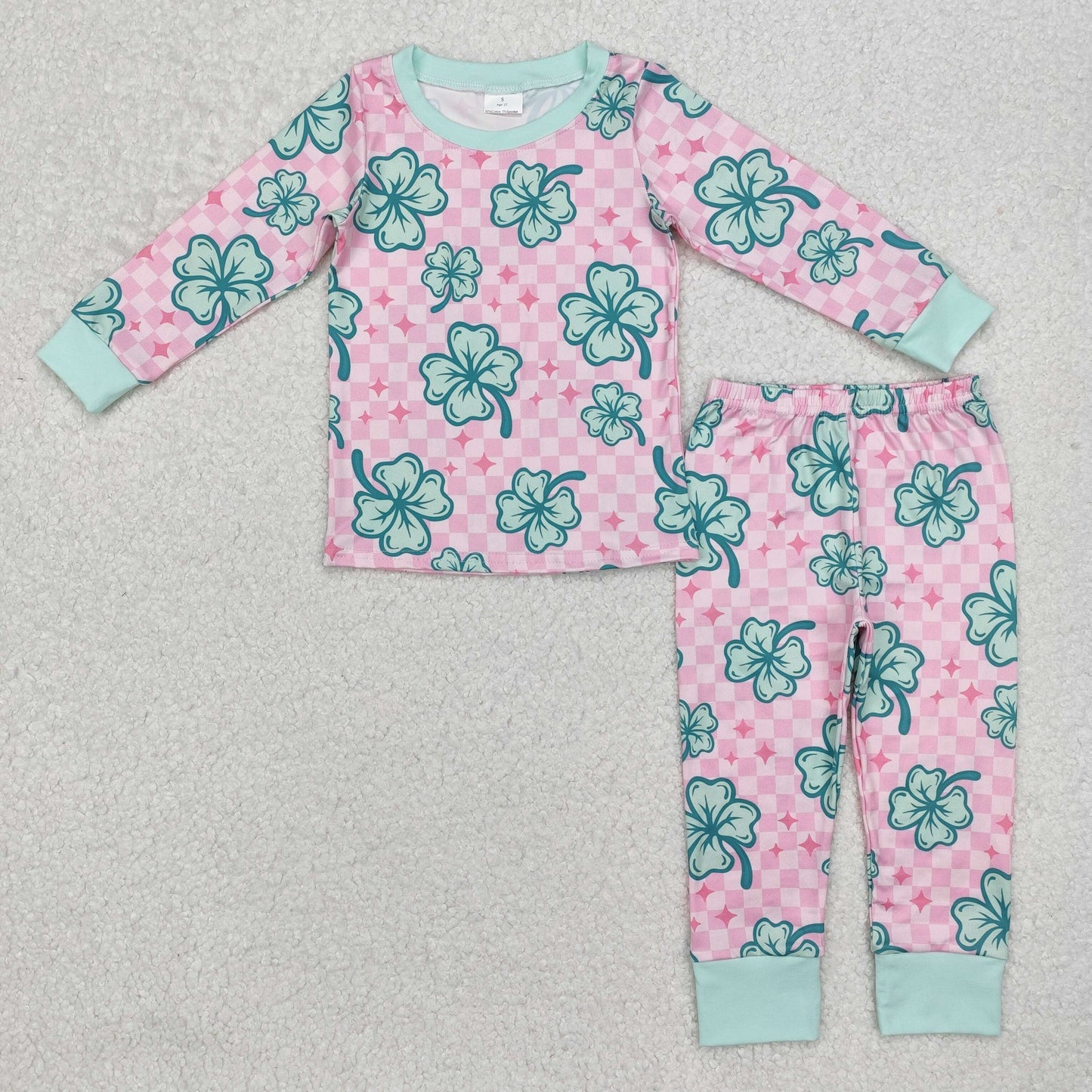 pink plaid Long Sleeve girl Pajamas