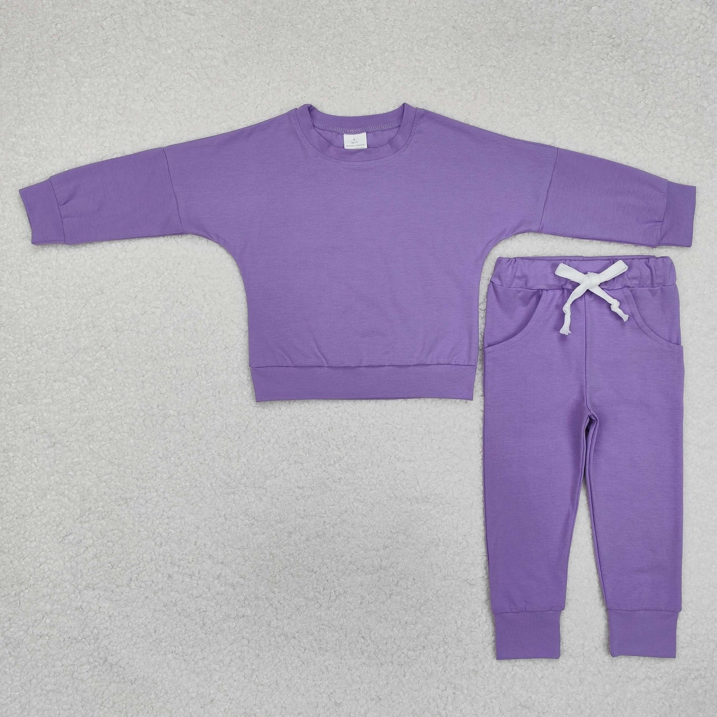 Western purple solid Long Sleeve Girls Set