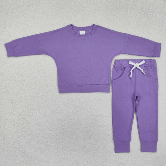 Western purple solid Long Sleeve Girls Set