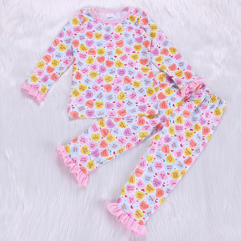 pre-order pink cute pattern letter Long Sleeve Pajamas GLP2287