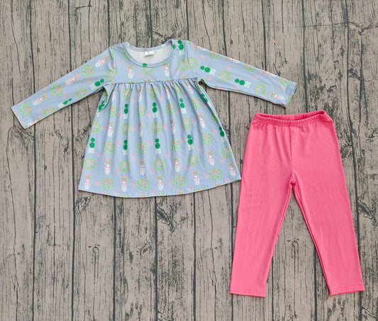 pre -order Christmas Blue Girls Set pink leggings Girls Set GLP2868