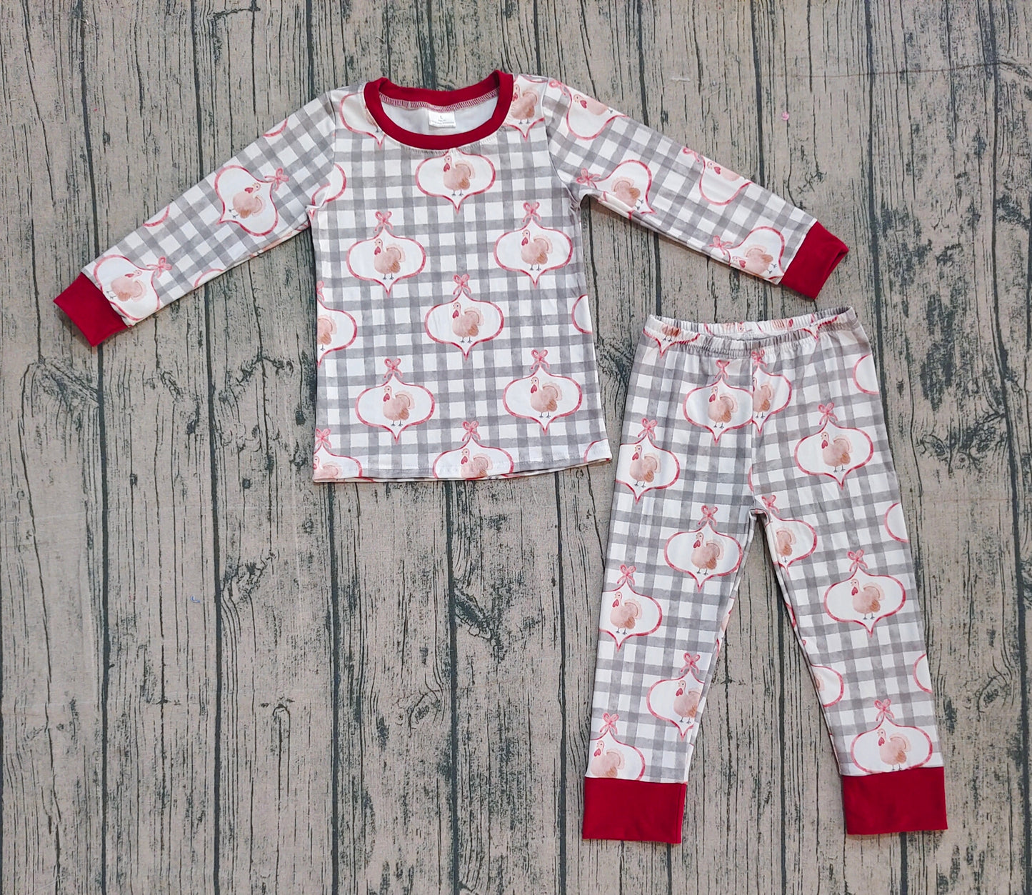 pre -order plaid Chicken long sleeve kids pajamas GLP2885